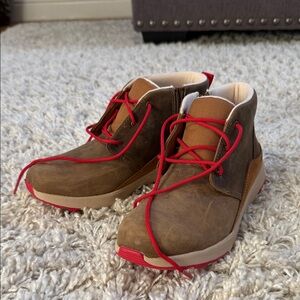 UGG Kids Brown Boots with Red Accents